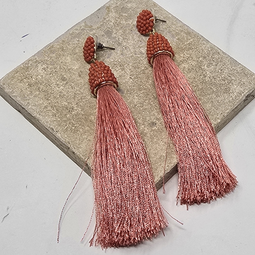 Caroline Hill tassel studs earrings fringe boho whimsical festival‎